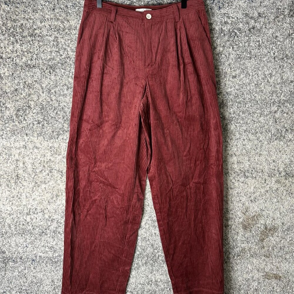 Decor Corduroy Pants‎ Womens Large Red High Rise Pleated Straight Leg Casual